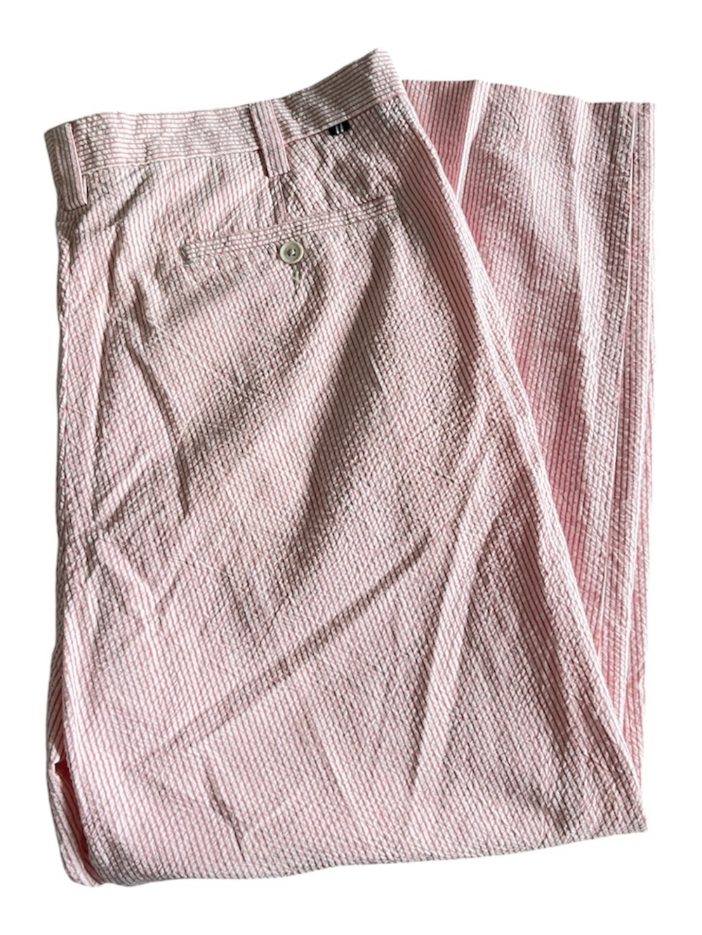 Nautica Men’s Pink Striped Seersucker Flat Front A Bit Trimmer Pants Size 36x27